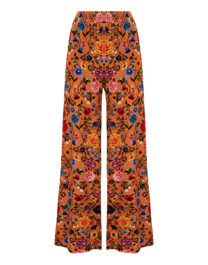 La Doublej Palazzo Pants Botticelli Rust In Velvet Stretch Women Shorts and Pants