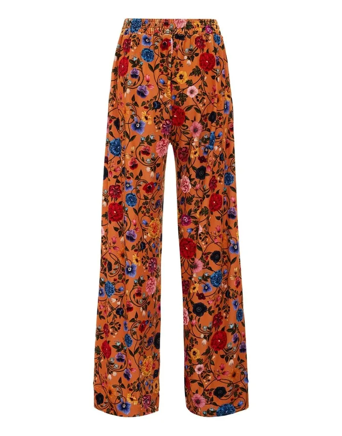 La Doublej Palazzo Pants Botticelli Rust In Velvet Stretch Women Shorts and Pants