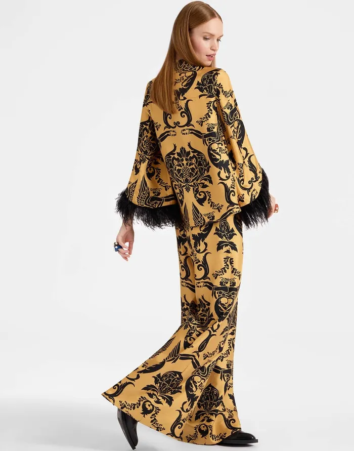 La Doublej Palazzo Pants Cherubs Gold In Silk Twill Women Party Dressing