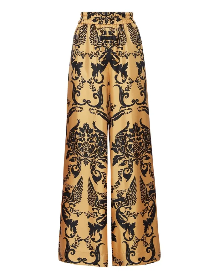 La Doublej Palazzo Pants Cherubs Gold In Silk Twill Women Party Dressing