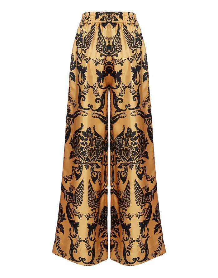 La Doublej Palazzo Pants Cherubs Gold In Silk Twill Women Party Dressing