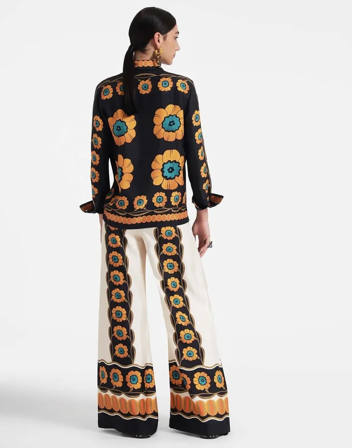 La Doublej Palazzo Pants Daisychain Place Orange In Silk Twill Women Shorts and Pants