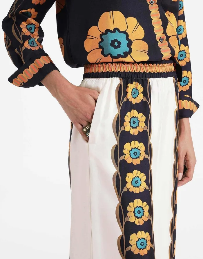 La Doublej Palazzo Pants Daisychain Place Orange In Silk Twill Women Shorts and Pants