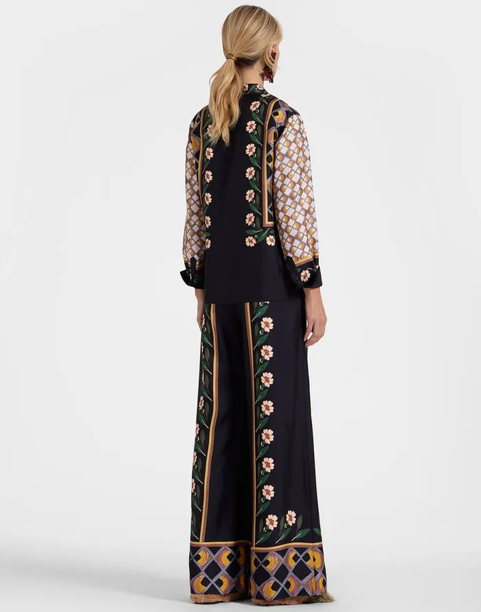 La Doublej Palazzo Pants Dazed Place Black In Silk Twill Women Shorts and Pants
