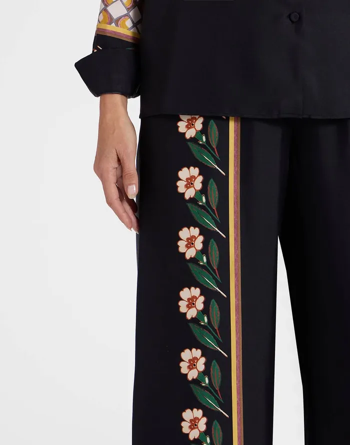 La Doublej Palazzo Pants Dazed Place Black In Silk Twill Women Shorts and Pants