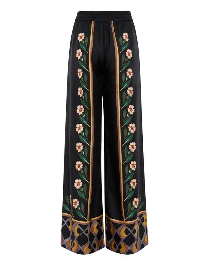 La Doublej Palazzo Pants Dazed Place Black In Silk Twill Women Shorts and Pants
