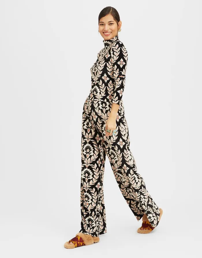 La Doublej Palazzo Pants Ghirlanda Black In Velvet Stretch Women Shorts and Pants