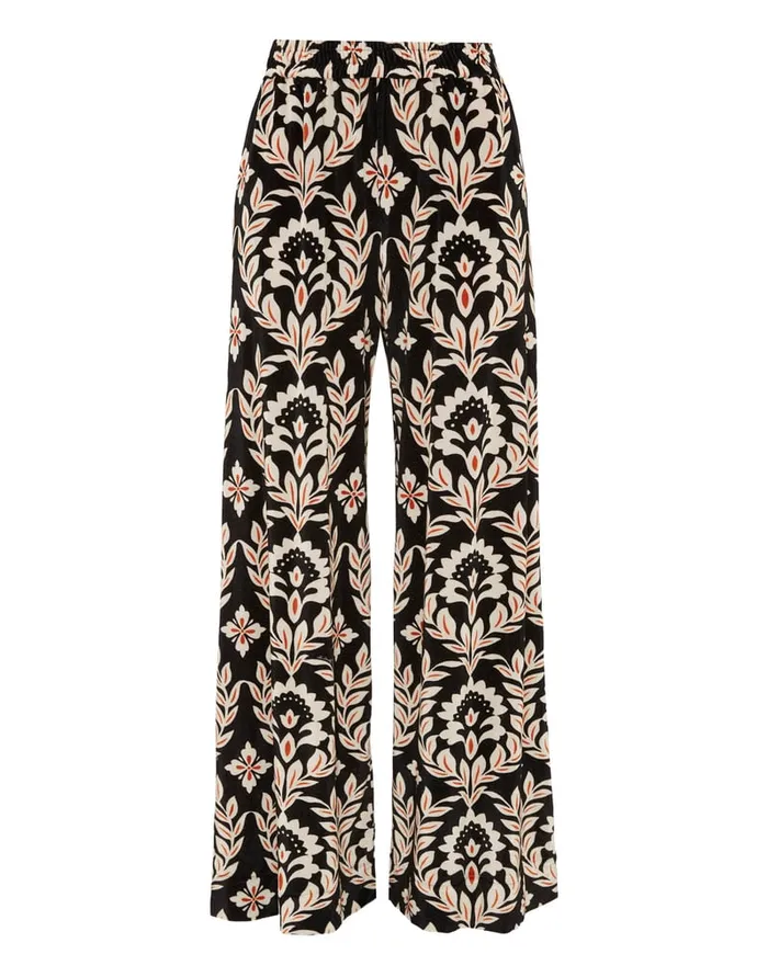 La Doublej Palazzo Pants Ghirlanda Black In Velvet Stretch Women Shorts and Pants