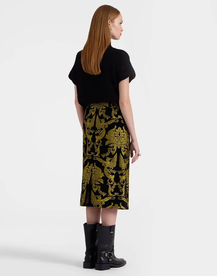 La Doublej Pencil Skirt Cherubs Black In Jacquard Women Party Dressing