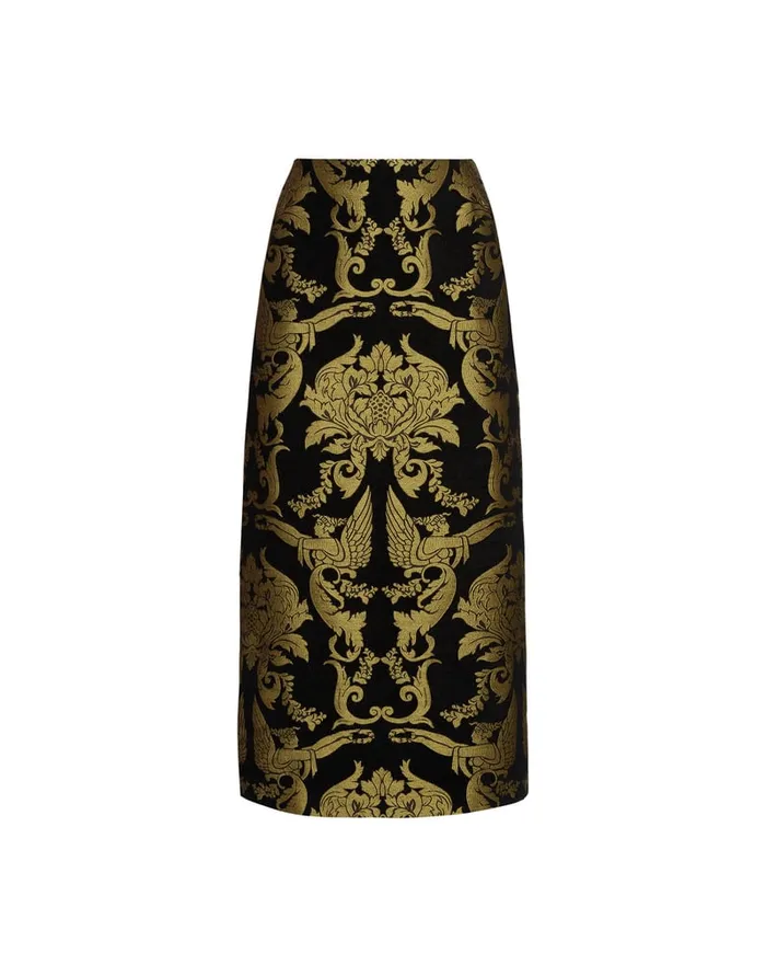 La Doublej Pencil Skirt Cherubs Black In Jacquard Women Party Dressing