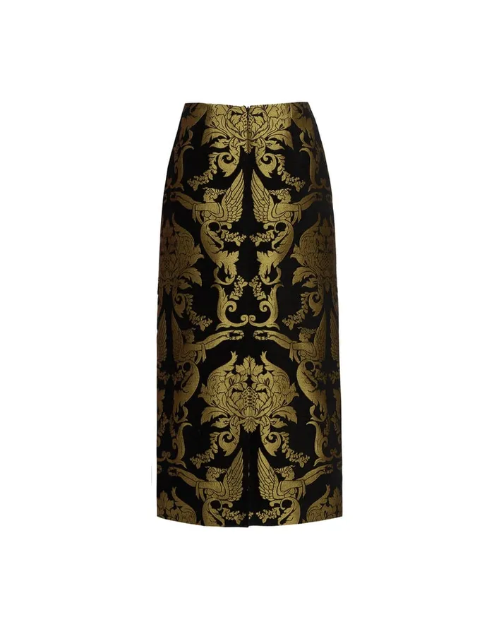 La Doublej Pencil Skirt Cherubs Black In Jacquard Women Party Dressing