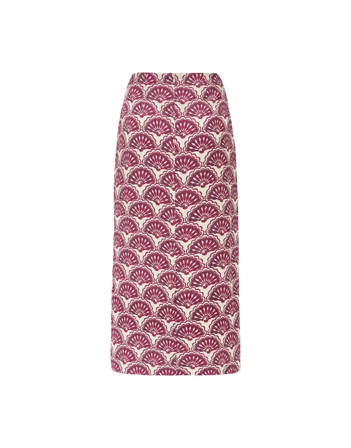 La Doublej Pencil Skirt Fans Purple In Shot Cotton Women Skirts