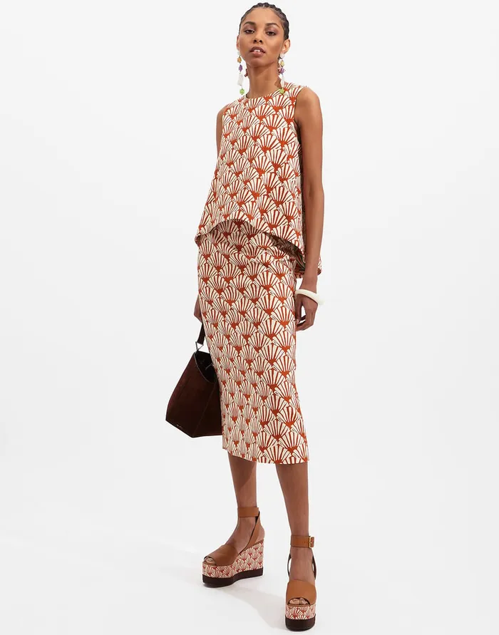 La Doublej Pencil Skirt Ventaglio In Shot Cotton Women Skirts