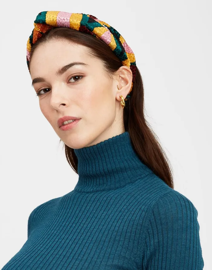 La Doublej Pinup Headband Arcturus Blue Petrol In Velvet Devor Women Hair Accessories