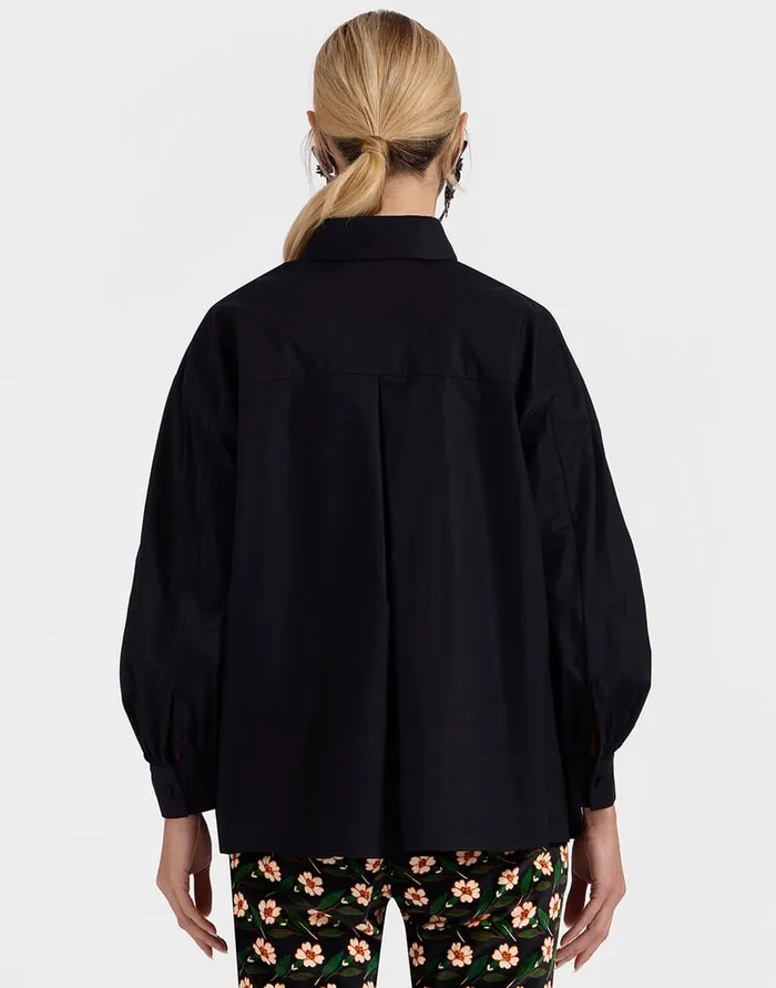 La Doublej Poet Shirt Solid Black In Cotton Poplin Women Shirts and Tops