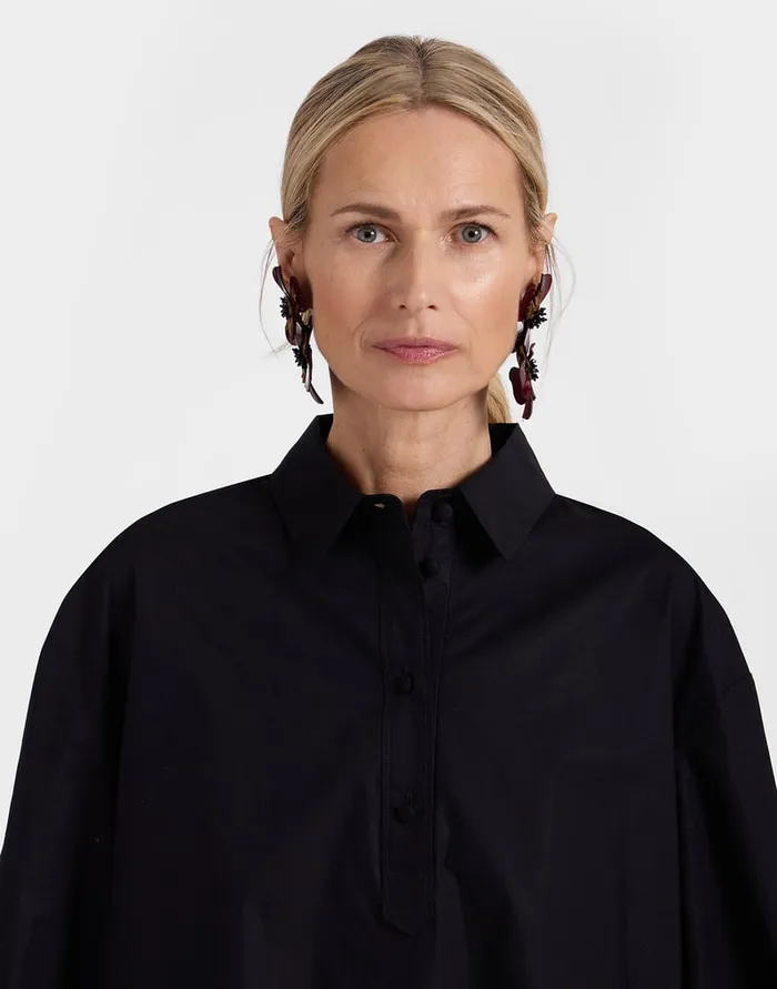 La Doublej Poet Shirt Solid Black In Cotton Poplin Women Shirts and Tops