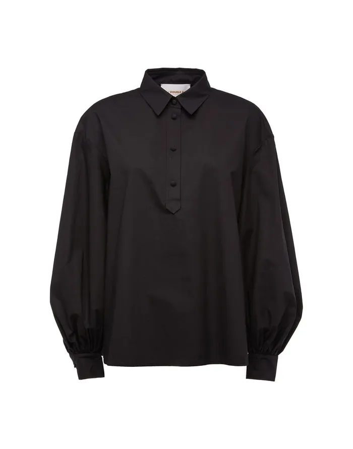 La Doublej Poet Shirt Solid Black In Cotton Poplin Women Shirts and Tops