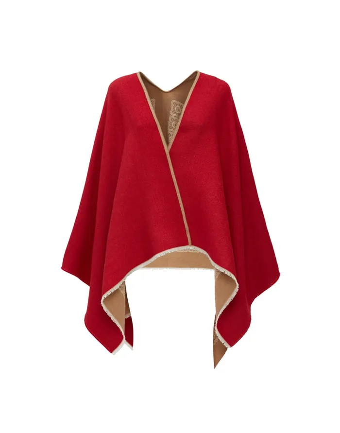 La Doublej Poncho Mix Tiles Camel In Wool Women Outerwear