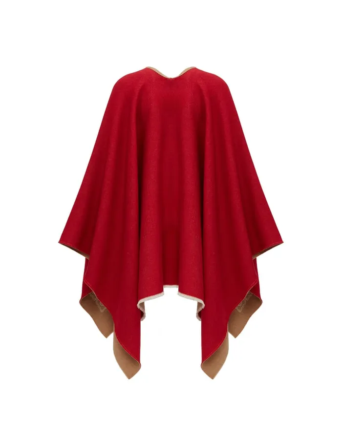 La Doublej Poncho Mix Tiles Camel In Wool Women Outerwear