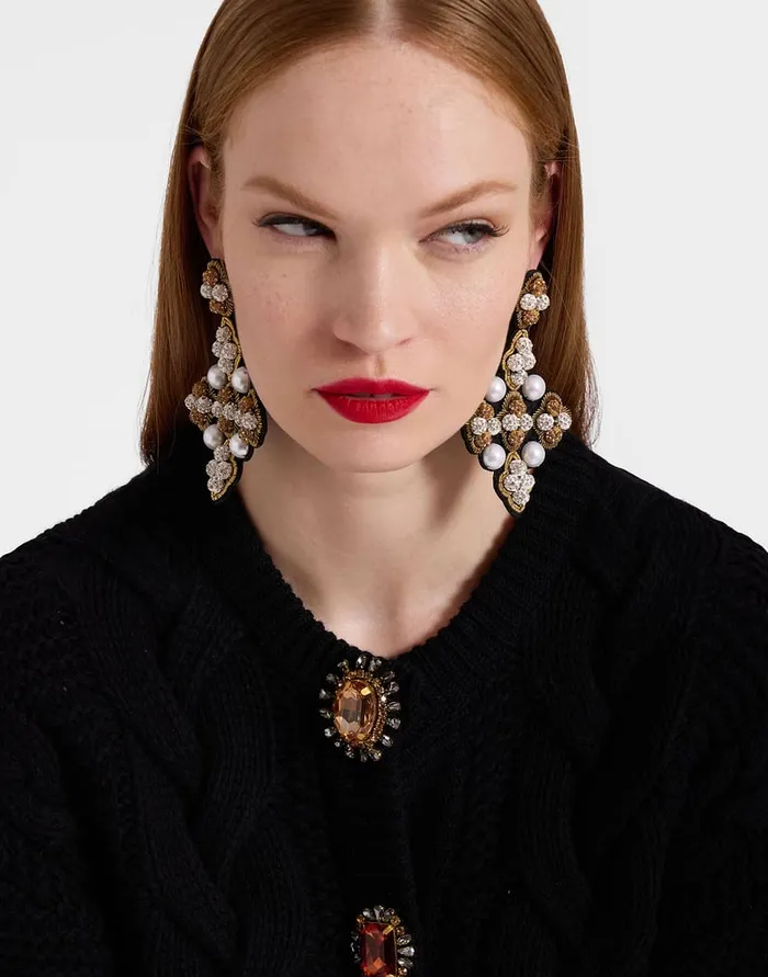La Doublej Portrait Cardigan Solid Black In Chunky Wool Women Party Dressing