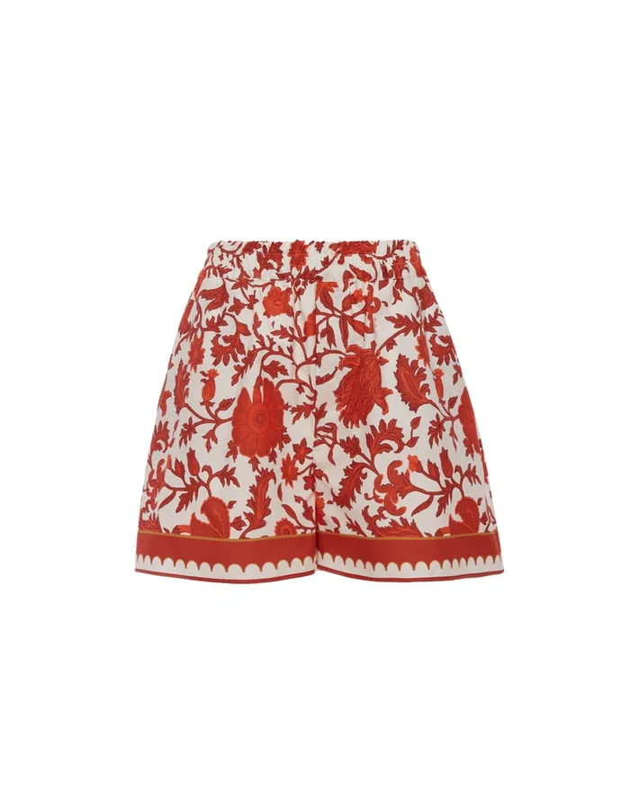 La Doublej PullUp Shorts Dragonflower Mini Red In Summer Poplin Women Shorts and Pants