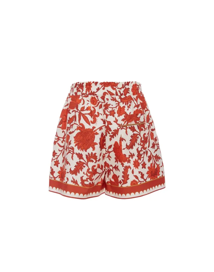La Doublej PullUp Shorts Dragonflower Mini Red In Summer Poplin Women Shorts and Pants