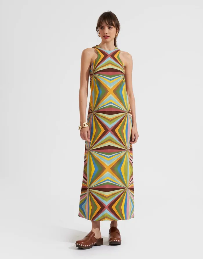 La Doublej Racer Dress Rainbow Place In Envers Satin Women Dresses