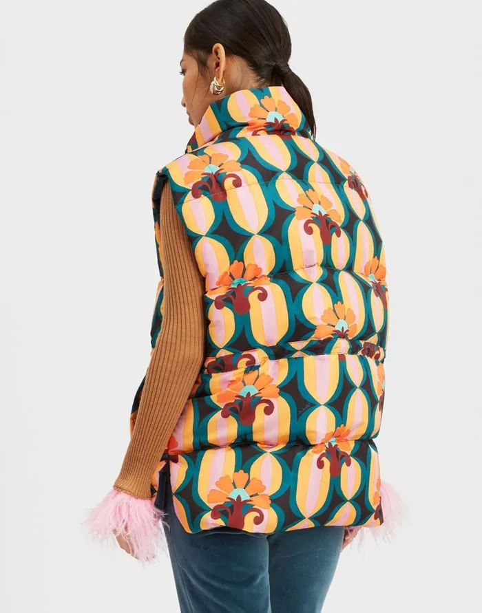 La Doublej Reversible Puffer Vest Arcturus Blue Petrol In Faille Women Outerwear