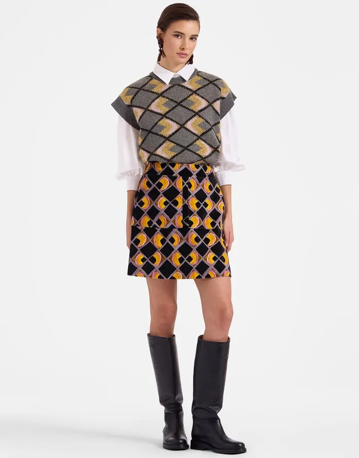 La Doublej Short Skirt HalfLight Black In Cotton Velvet Women Skirts