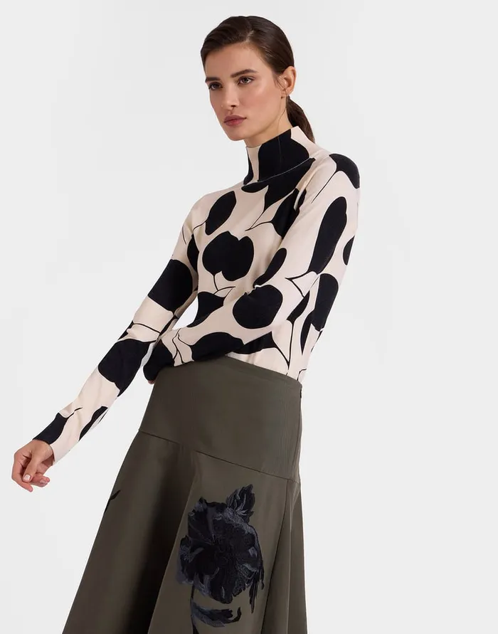 La Doublej Silky Turtleneck Lunaria Light Pink In Silk and Wool Women Shirts and Tops