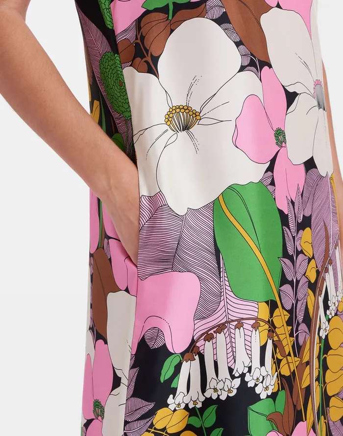 La Doublej Swing Dress Big Flower In Silk Twill Women Dresses
