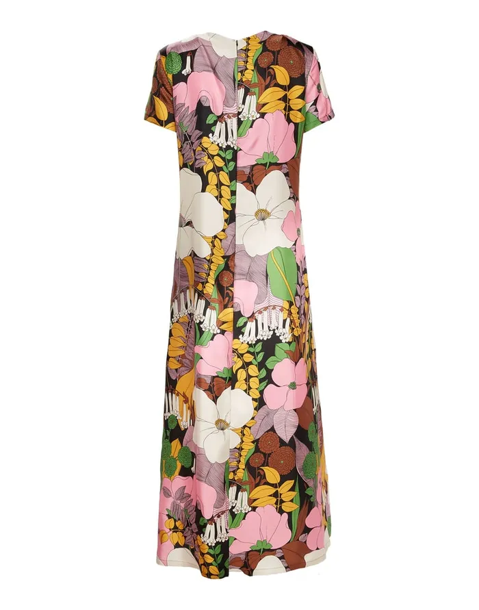 La Doublej Swing Dress Big Flower In Silk Twill Women Dresses