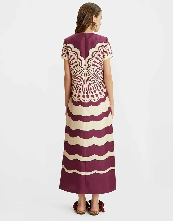 La Doublej Swing Dress Fans Place Purple In Silk Twill Women Dresses
