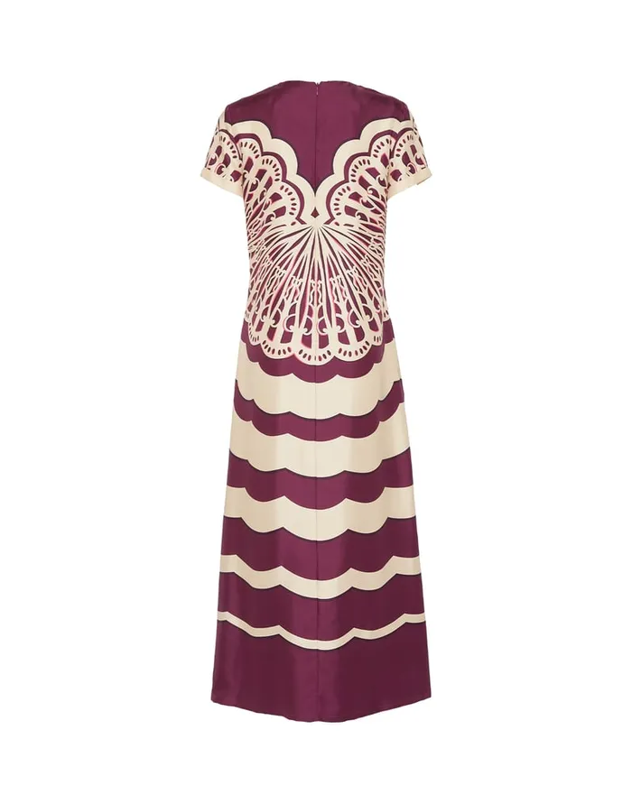 La Doublej Swing Dress Fans Place Purple In Silk Twill Women Dresses