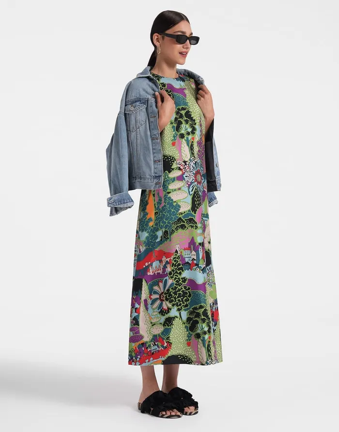 La Doublej Swing Dress Paesaggio In Silk Women Dresses