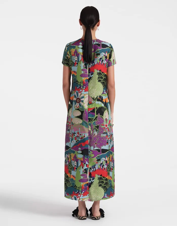 La Doublej Swing Dress Paesaggio In Silk Women Dresses