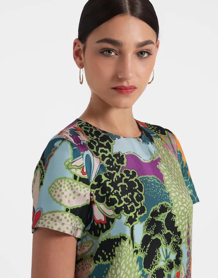 La Doublej Swing Dress Paesaggio In Silk Women Dresses
