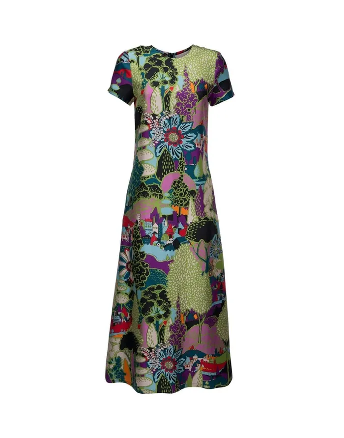 La Doublej Swing Dress Paesaggio In Silk Women Dresses