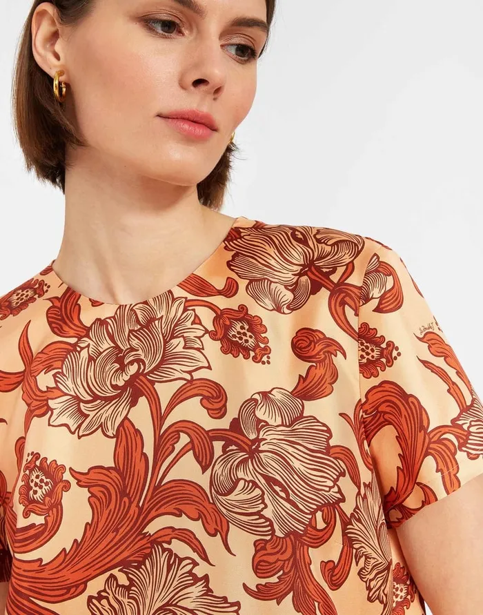 La Doublej Swing Dress Reef Pale Pink In Silk Twill With Feathers Women Party Dressing