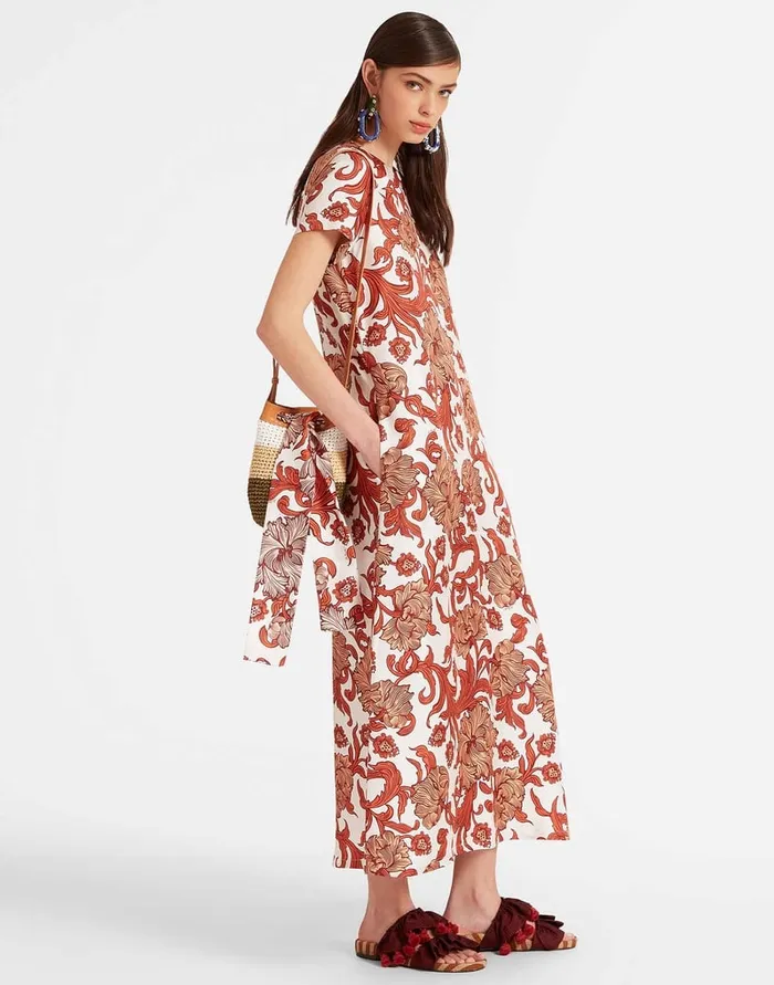 La Doublej Swing Dress Reef White In Silk Twill Women Dresses