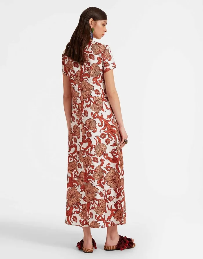 La Doublej Swing Dress Reef White In Silk Twill Women Dresses