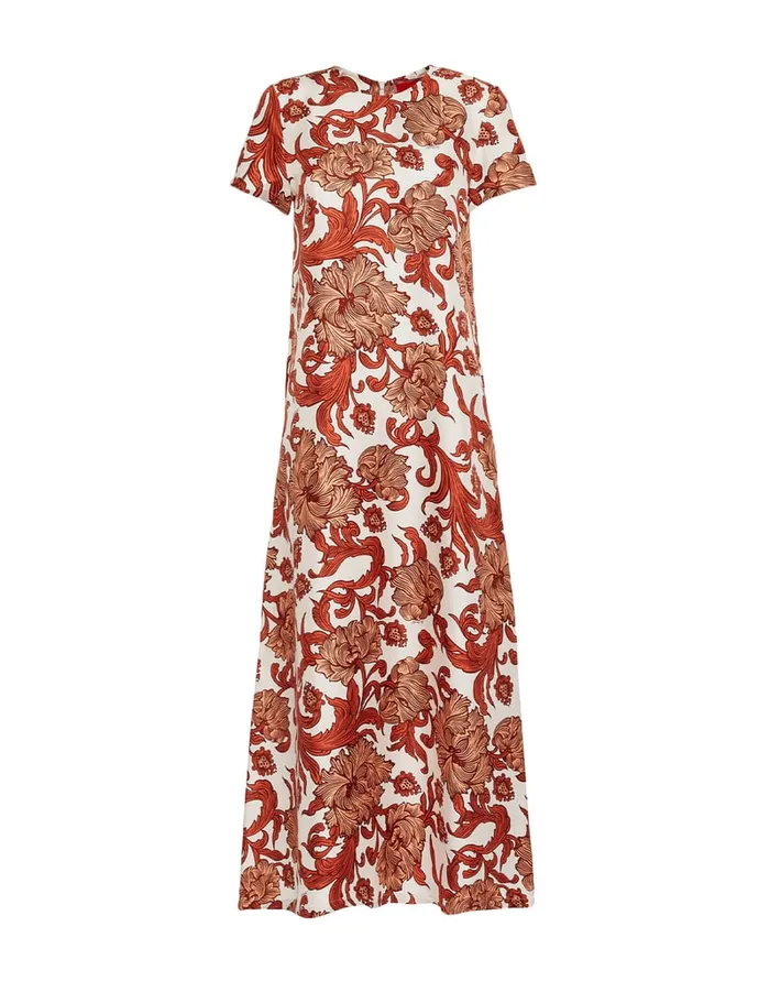 La Doublej Swing Dress Reef White In Silk Twill Women Dresses