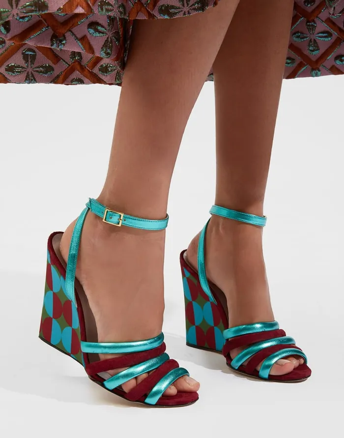 La Doublej Tones Wedge Mezzaluna Green In Duchesse Women Shoes