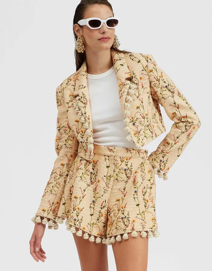 La Doublej Torero Jacket Primavera Cream In Tweed With Tassels Women Outerwear