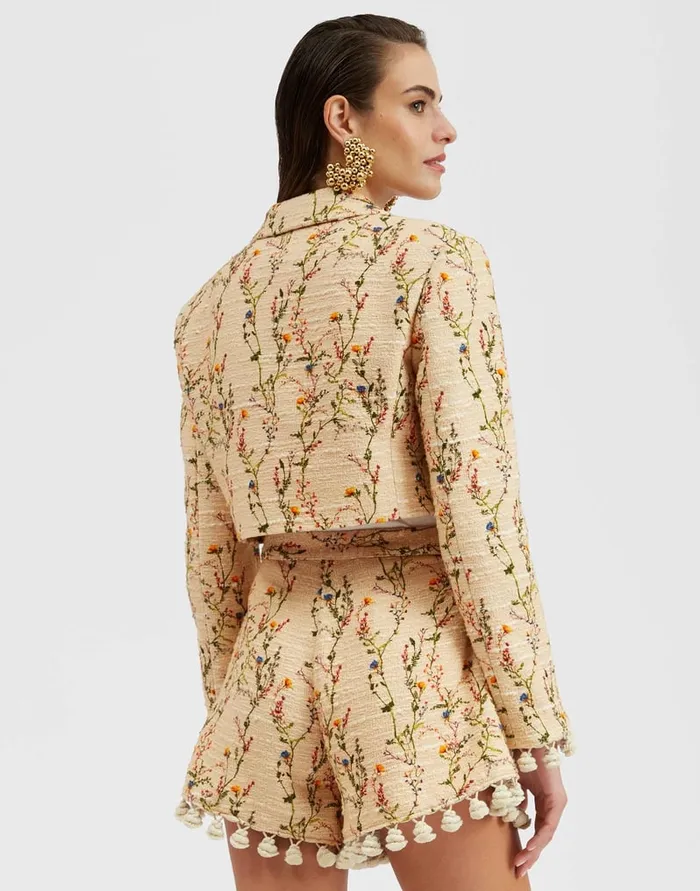 La Doublej Torero Jacket Primavera Cream In Tweed With Tassels Women Outerwear