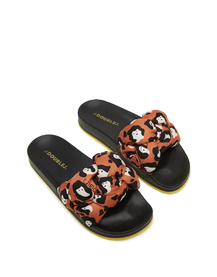 La Doublej Treccia Slides Lady Leopard In Twill Women Shoes