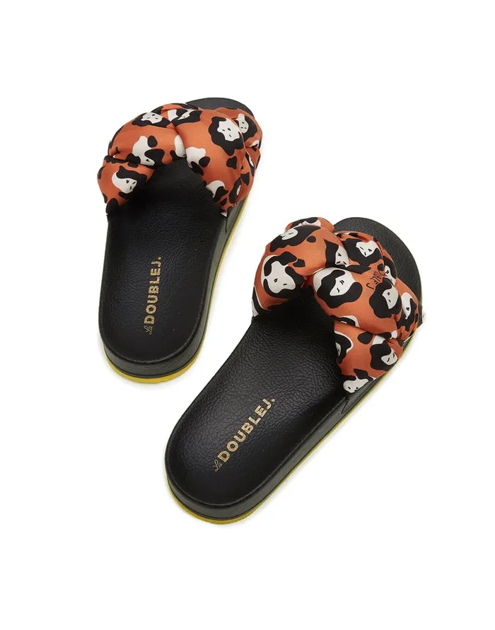La Doublej Treccia Slides Lady Leopard In Twill Women Shoes