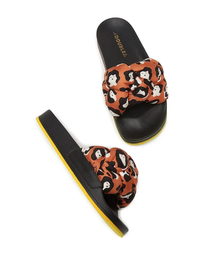 La Doublej Treccia Slides Lady Leopard In Twill Women Shoes