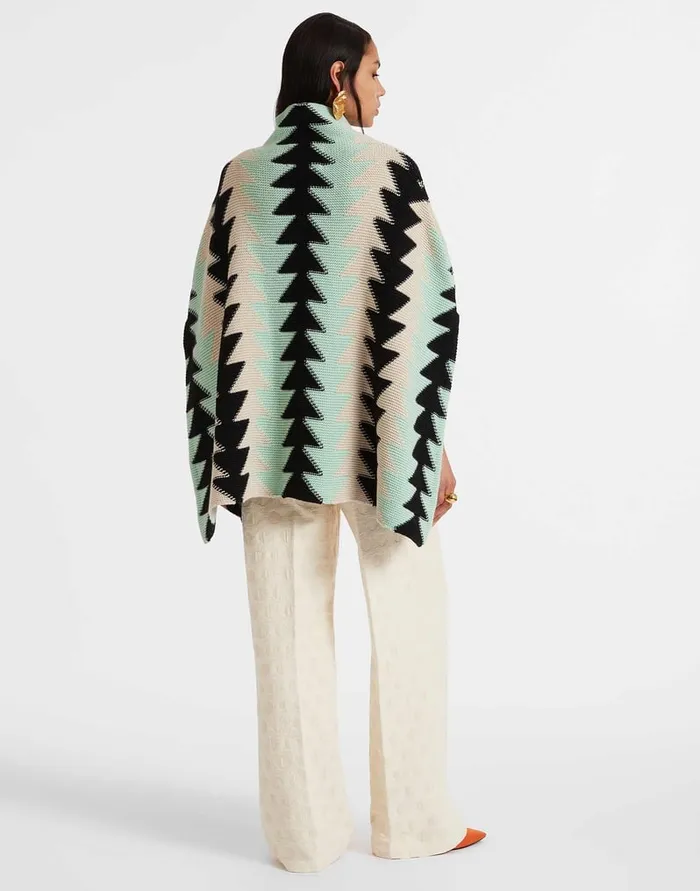 La Doublej Trine Cape Mint In Wool Intarsia Women Knitwear