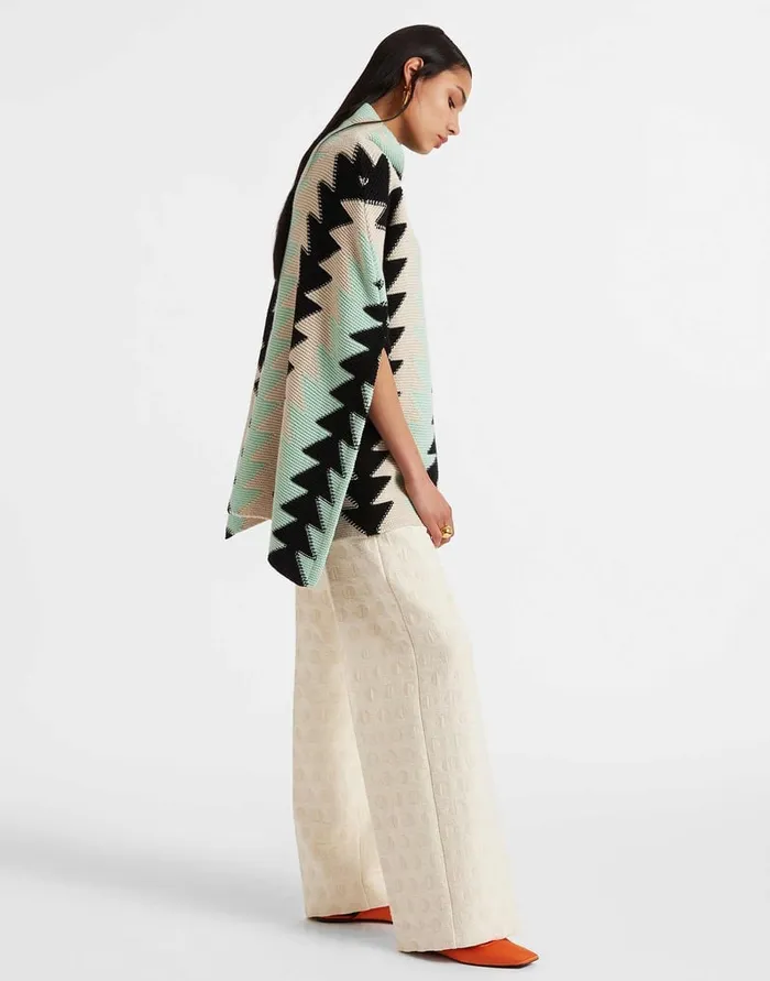 La Doublej Trine Cape Mint In Wool Intarsia Women Knitwear